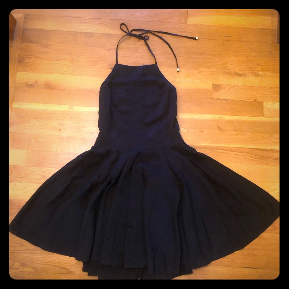 Black halter dress with an open back